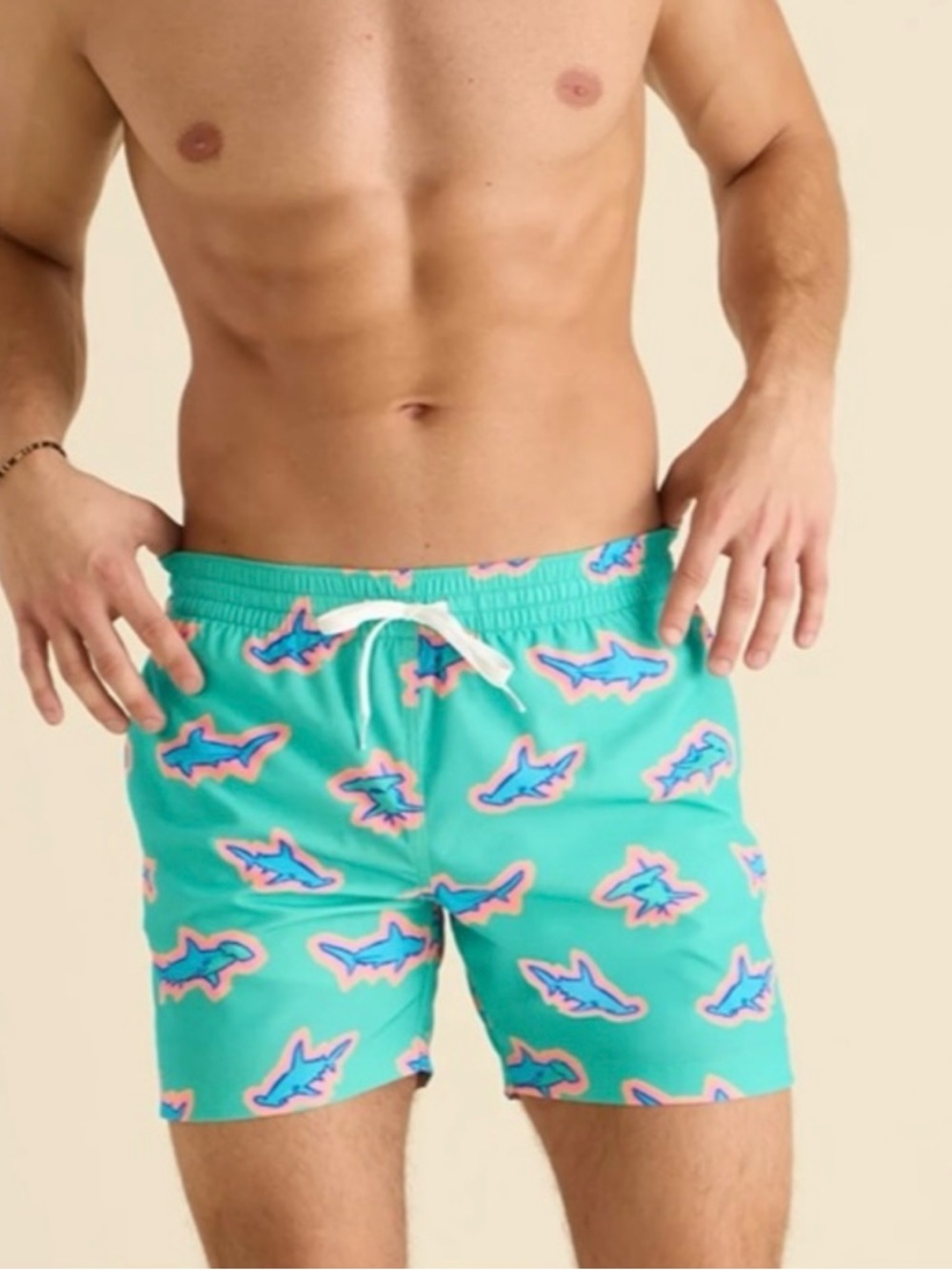 Chubbies Men's Teal Shark-Print Swim Trunks